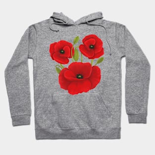 Red Poppy Flowers Hoodie